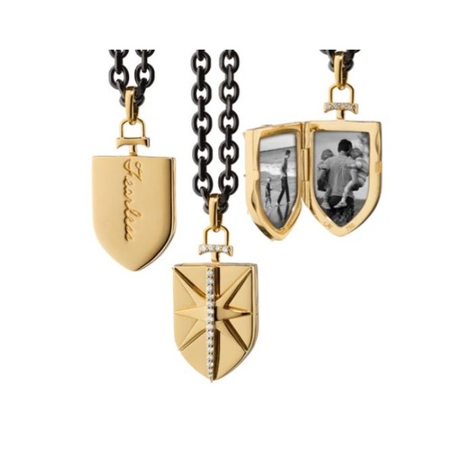 MONICA RICH KOSANN 18K Yellow Gold Fearless Shield Necklace