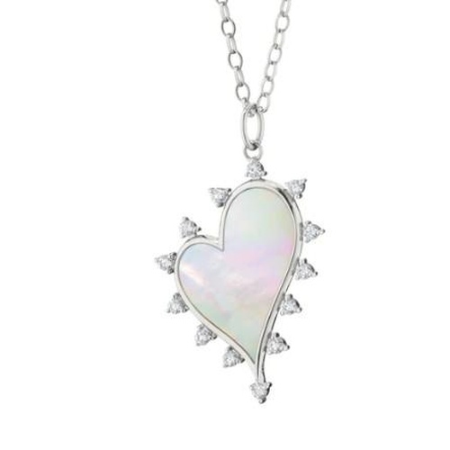 MONICA RICH KOSANN Large Mother of Pearl Heart Necklace with White