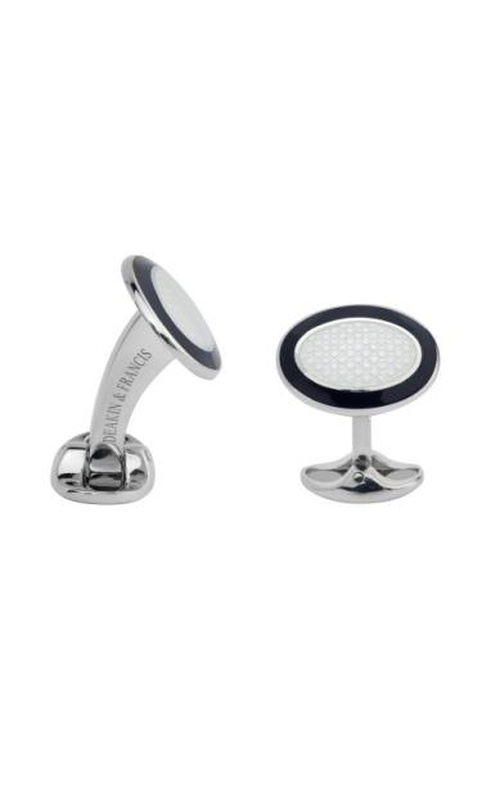 DEAKIN & FRANCIS LTD. Silver White Cufflinks With Black Border