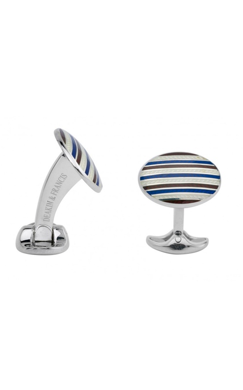 DEAKIN & FRANCIS LTD. Sterling Silver Maroon Red & Navy Blue Enamel Cufflinks