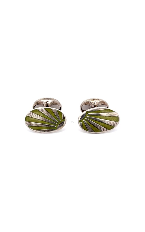 DEAKIN & FRANCIS LTD. Sterling Silver Sage Green Sunburst Enamel Cufflinks