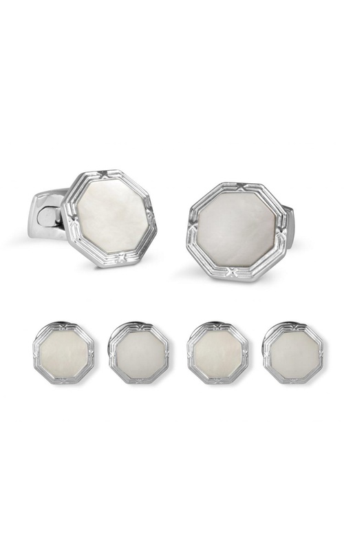 DEAKIN & FRANCIS LTD. Sterling Silver Mother of Pearl Cufflink Dress Studs