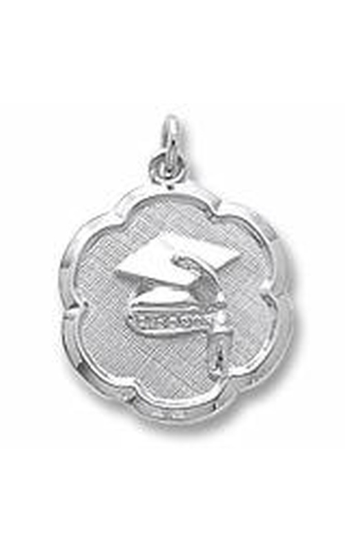 Sterling Silver Graduation Cap Disc Charm