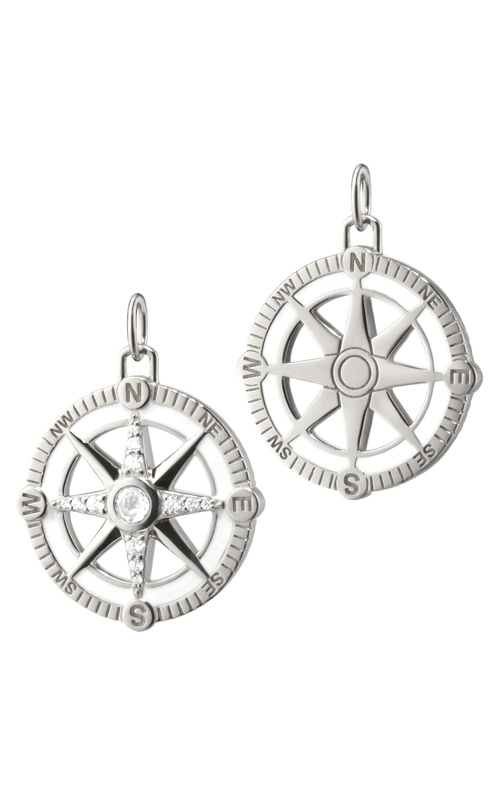 MONICA RICH KOSANN Adventure Compass Charm With White Enamel And Sapphires In Sterling Silver