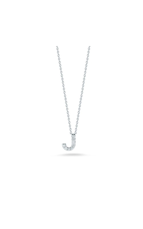 ROBERTO COIN 18K White Gold Tiny Treasures Diamond Love Letter J Necklace