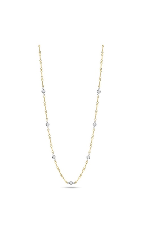 ROBERTO COIN 18K Yellow/White Gold Diamonds by the Inch 7 Station Dog Bone Necklace