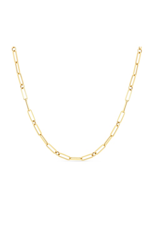 ROBERTO COIN 18K Yellow Designer Gold Paperclip & Round Link 19 Inch Chain