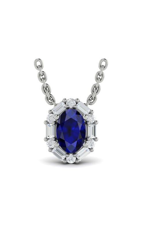 VLORA Adella Oval Sapphrie and Diamond Baguette Pendant
