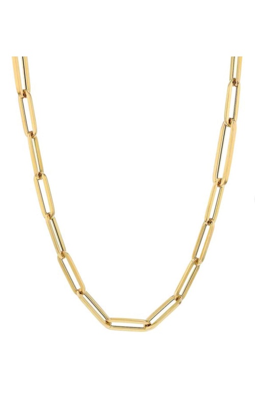 ROBERTO COIN Designer Gold Alternating Size Paperclip Link Chain Necklace