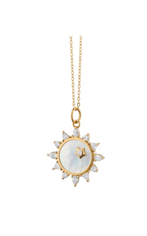 MONICA RICH KOSANN Mother of Pearl Diamond Sun Charm Necklace