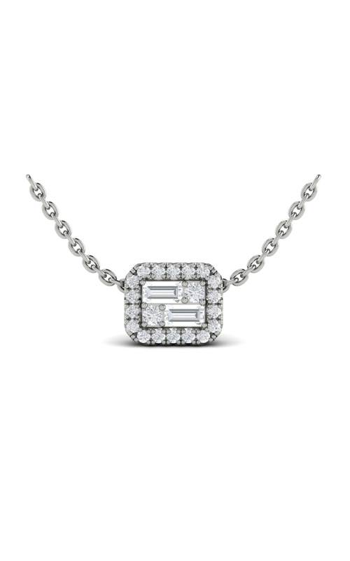 VLORA Karina Diamond Baguette Halo Pendant Necklace