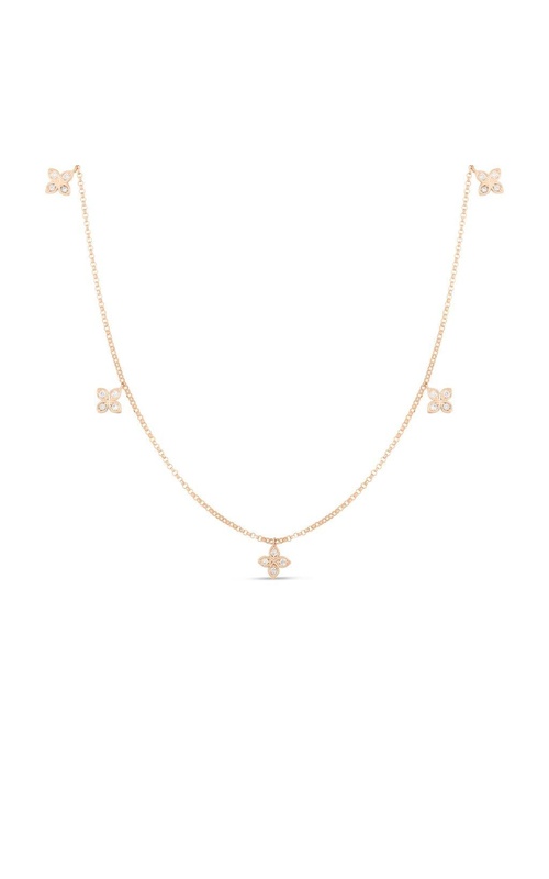 ROBERTO COIN 18K Rose Gold Love by the Inch Dangling 5 Station Flower Necklace