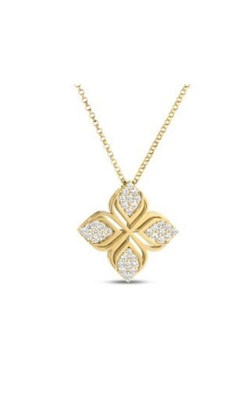 ROBERTO COIN 18K Yellow Gold Arabesque Pave Diamond Flower Necklace