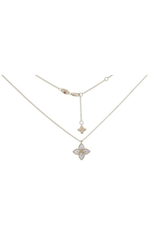 ROBERTO COIN 18K Yellow Gold Petite Venetian Princess Diamond & Mother of Pearl Small Flower Necklace