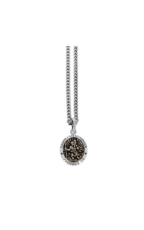 KING BABY Saint Christopher Pendant with Gold Alloy on a 24 Inch Necklace
