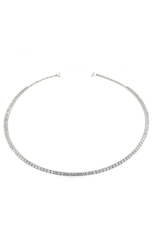 A.LINK 18 Karat White Gold Wire Necklace Featuring Pave Set Round Brilliant Diamonds