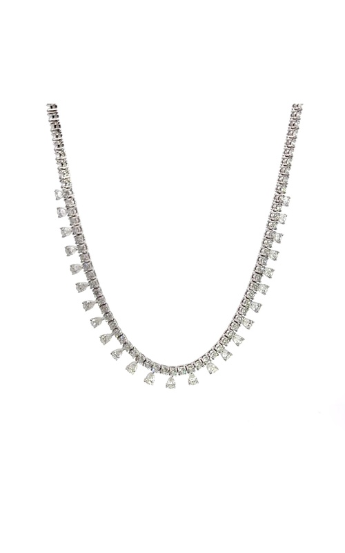 NADER KASH 18K White Gold Pear Shape & Round Diamond Necklace