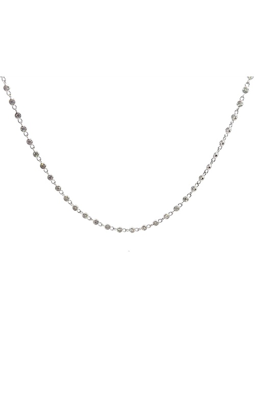 NADER KASH 18K White Gold Bezel Set Diamond Station Necklace