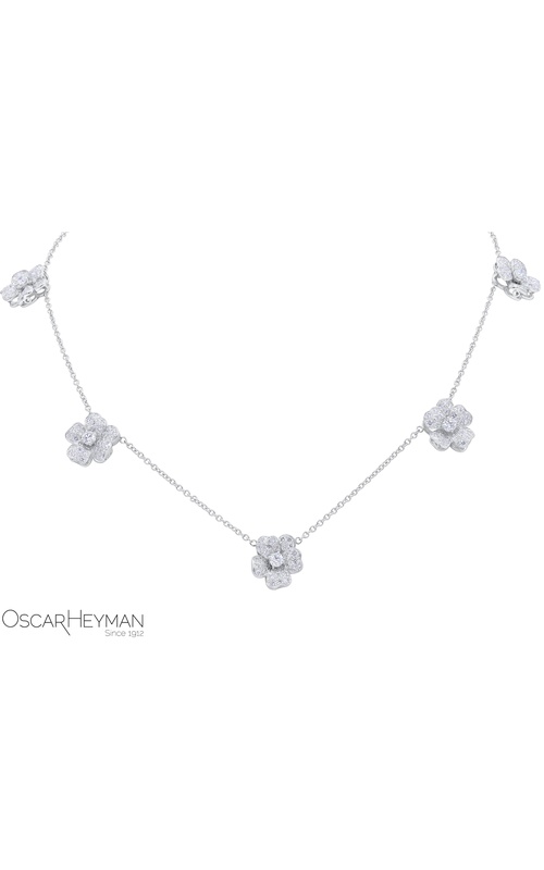 Platinum 5 Flower Station Diamond Necklace