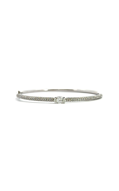 NADER KASH 18K White Gold Marquise & Round Diamond Bangle Bracelet