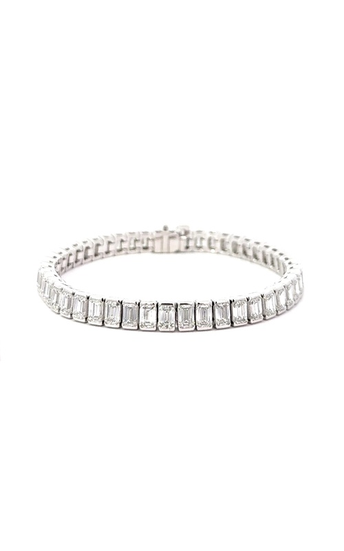 NADER KASH Platinum Emerald Cut Diamond Bezel Set Bracelet