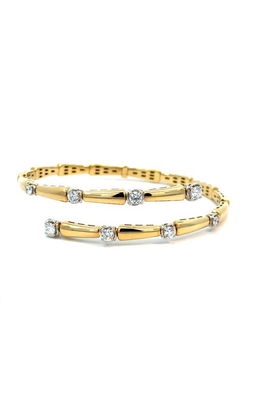 A.LINK 18K Yellow and White Gold Abbracci Bypass Diamond Station Bangle