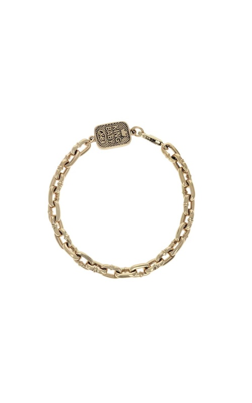 KING BABY 10 Karat Yellow Gold Boat Link Bracelet with Hook Clasp