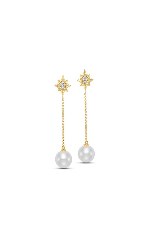 MASTOLONI 18 Karat Yellow Gold Freshwater Pearl & Diamond Drop Earrings