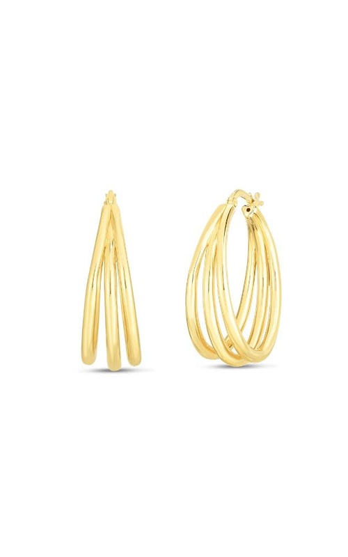 ROBERTO COIN 18K Yellow Designer Gold Graduated Thin Triple Hoop Earrings