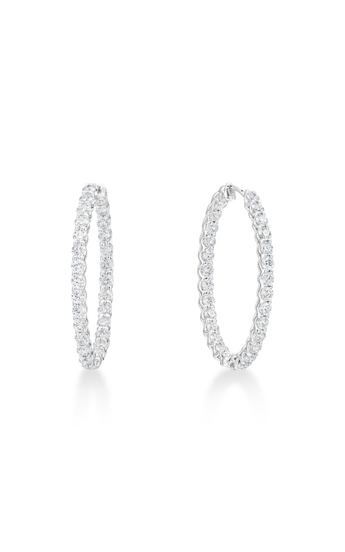A.LINK 18 Karat White Gold Diamond Lattice Hoops