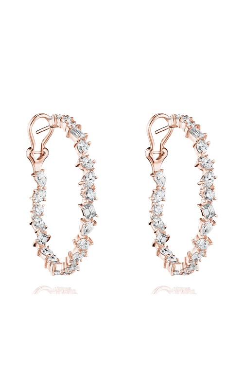 NADER KASH 18 Karat Rose Gold Mixed Shape Diamond Hoop Earrings
