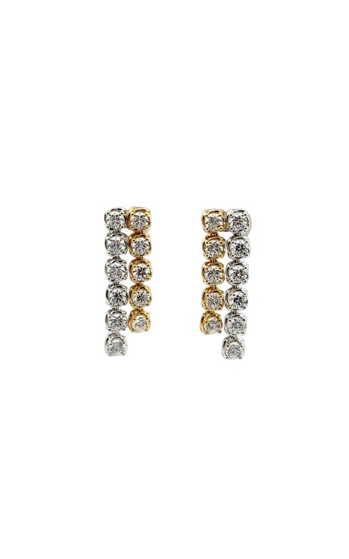 A.LINK 18K Yellow & White Gold Abbracci Collection Two Row Diamond Drop Earrings