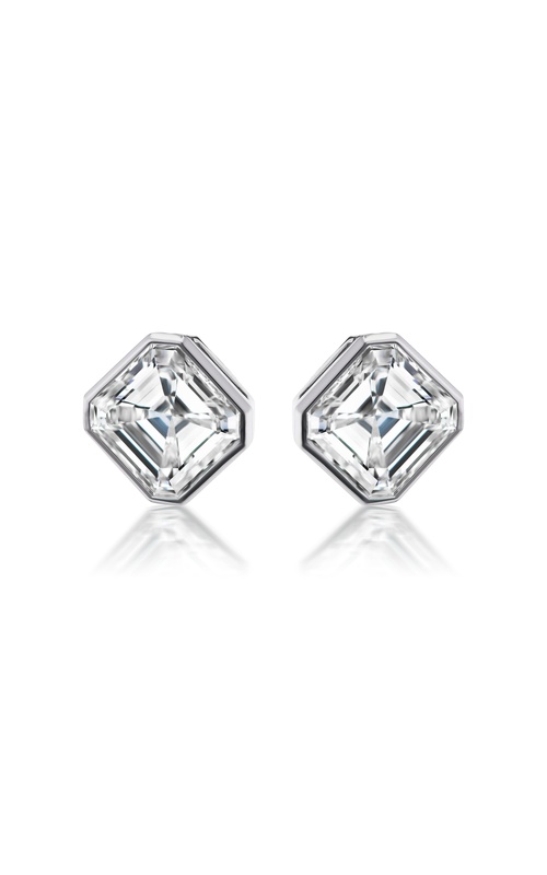 NADER KASH 18 Karat White Gold Emerald Cut Diamond Stud Earrings