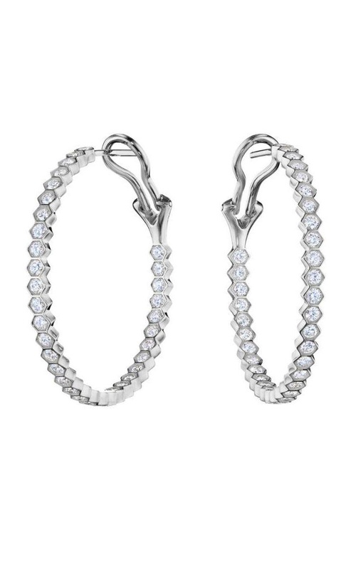 NADER KASH 18 Karat White Gold Hexagon Diamond Hoop Earrings