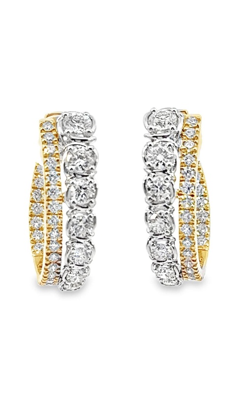 A.LINK 18K White and Yellow Gold Abbracci Diamond Hoops
