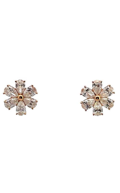 NADER KASH 18K Rose Gold Diamond Flower Earrings