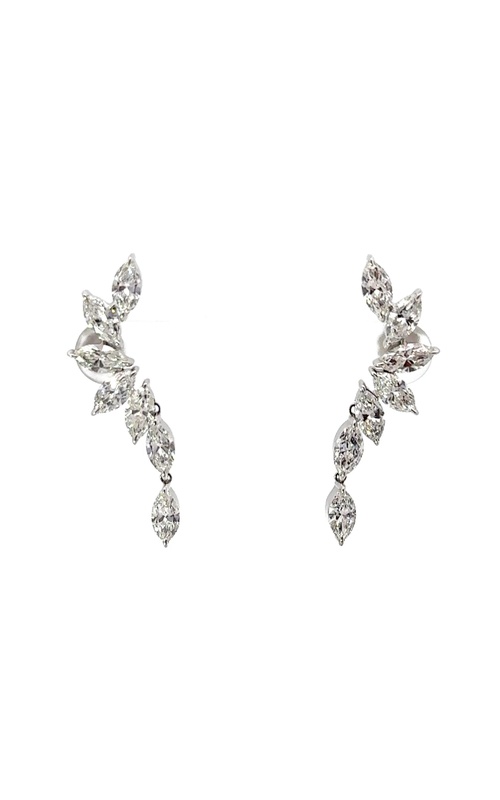 NADER KASH 18K White Gold Marquise Diamond Ear Climber Drop Earrings