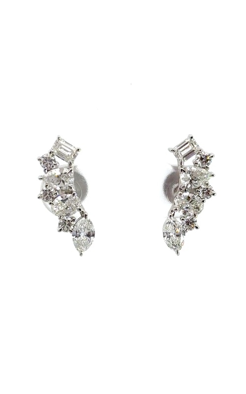 NADER KASH 18K White Gold Mixed Shaped Diamond Ear Climbers