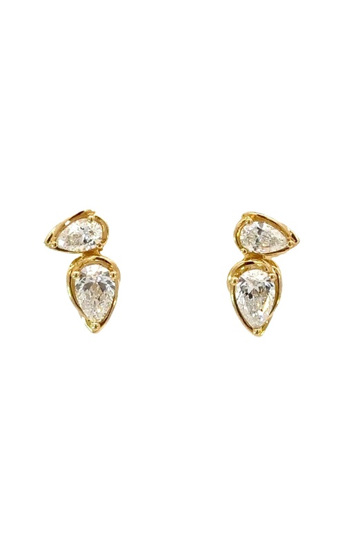 A.LINK 18K Yellow Gold Abbracci Pear Shaped Double Diamond Stud Earrings