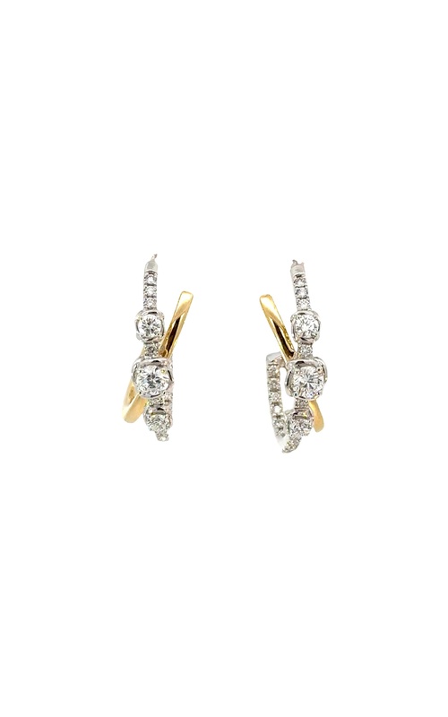 A.LINK 18K Yellow and White gold Abbracci Diamond Crossover Hoop Earrings