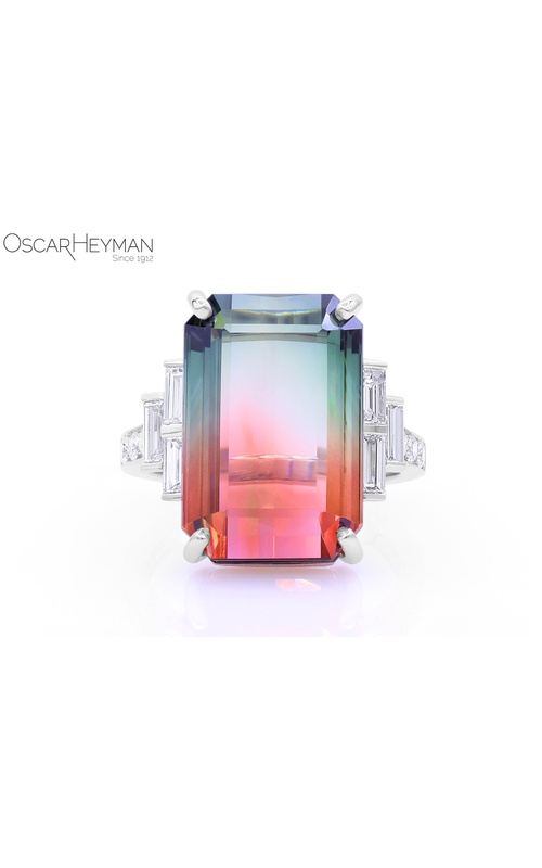 Platinum Bi-Color Tourmaline & Diamond Ring