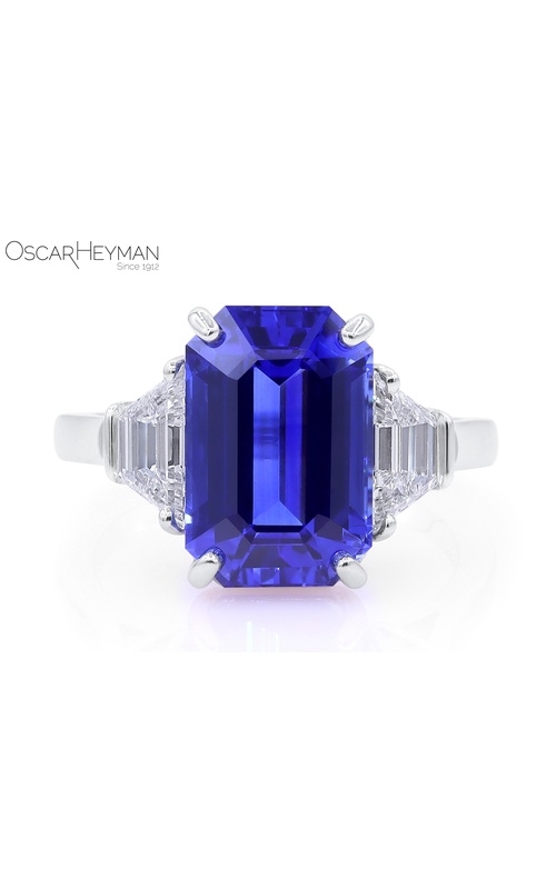 Platinum Sapphire and Diamond Three-Stone Ring