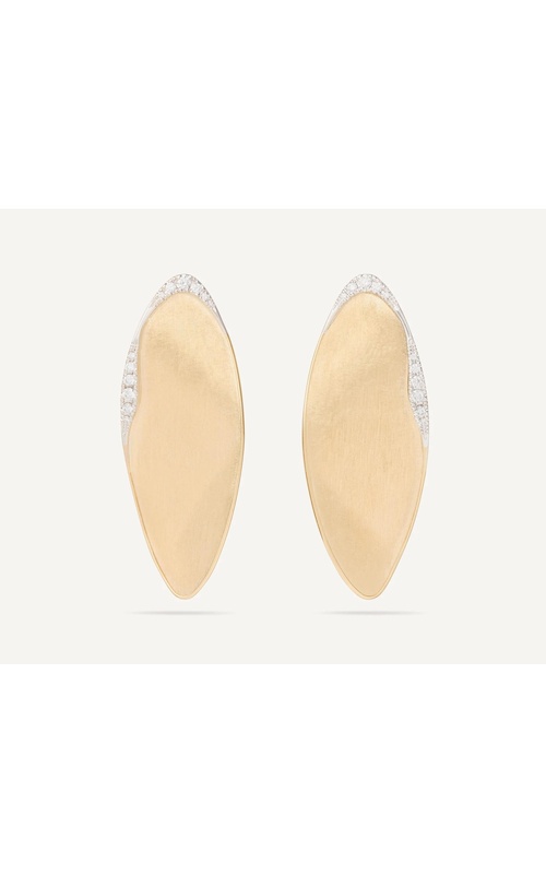MARCO BICEGO 18K Yellow Gold Lunaria Twist Large Statement Stud Earrings With Diamond Pavé