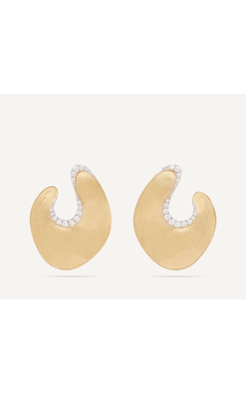 MARCO BICEGO 18K Yellow Gold Lunaria Irregular Petal Statement Earrings With Diamond Accents