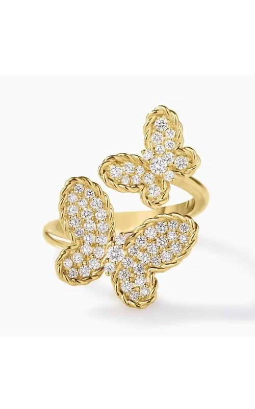 ROBERTO COIN 18K Yellow Gold Jasmine Diamond Butterfly Ring
