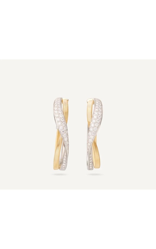 MARCO BICEGO 18K Marrakech Yellow Gold Hoop Earrings with Twisted Diamond Pavé, Thin