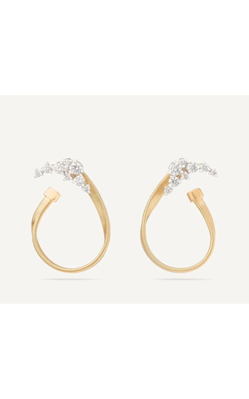 MARCO BICEGO Marrakech 18K Yellow Gold Open Hoop Thin Earrings with Diamond Clusters