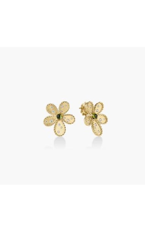 ROBERTO COIN Jasmine Diamond and Green Tourmaline Flower Stud Earrings