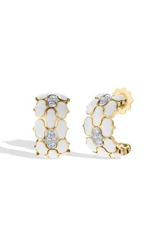 ROBERTO COIN Cobra Diamond and White Enamel Earrings