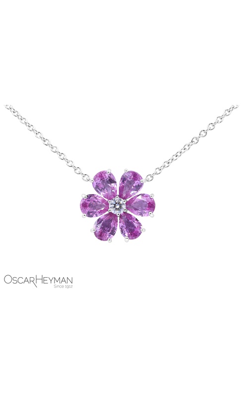 Platinum Pink Sapphire and Diamond Flower Necklace